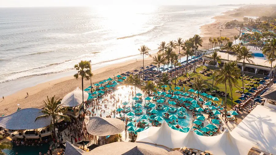 Aerial view of Finns Beach Club Canggu Bali
